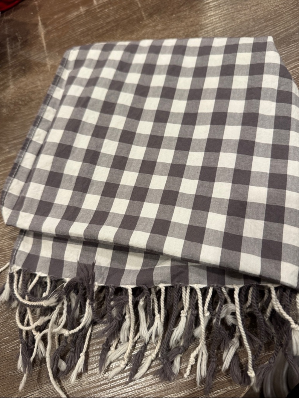 GAP Black and White Gingham Fringe Scarf